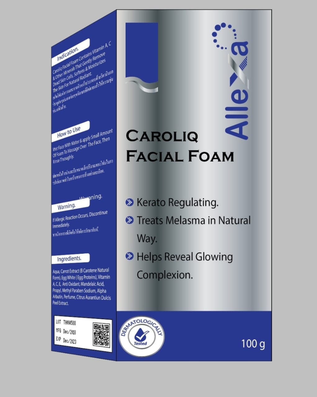 ALLEXA - CAROLIQ FACIAL FOAM - KERATO REGULATING, MELASMA &amp; GLOWING COMPLEXION – 100G PACK